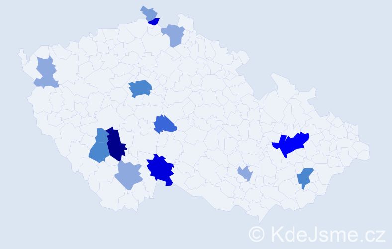 Příjmení: 'Kulha', počet výskytů 47 v celé ČR