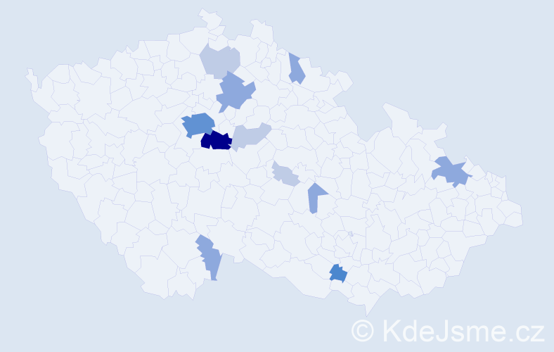 Příjmení: 'Hoftová', počet výskytů 32 v celé ČR