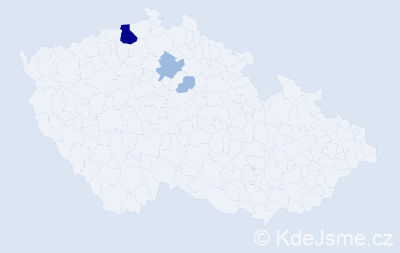 Příjmení: 'Hedel', počet výskytů 6 v celé ČR