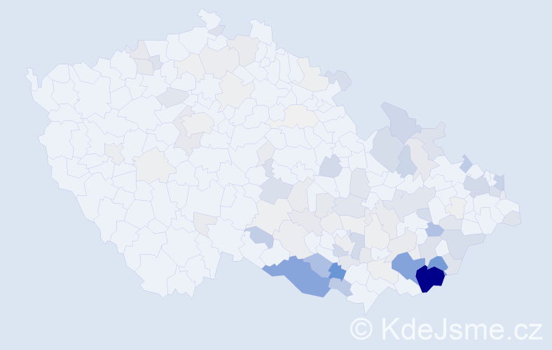 Příjmení: 'Kročil', počet výskytů 474 v celé ČR