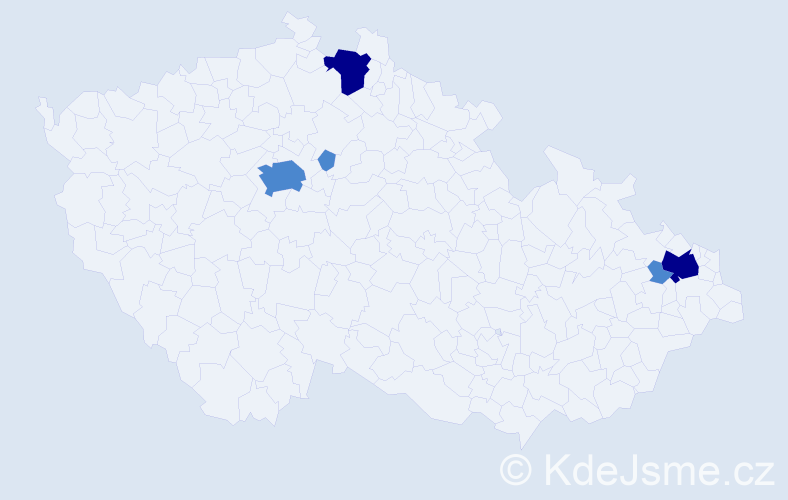 Příjmení: 'Bálik', počet výskytů 9 v celé ČR
