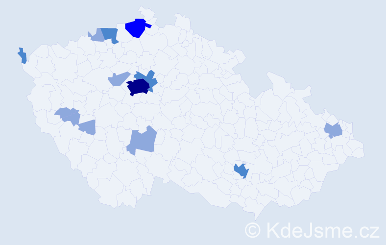Příjmení: 'Konšalová', počet výskytů 24 v celé ČR