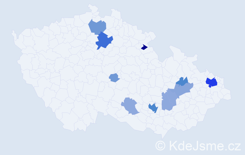 Příjmení: 'Krecl', počet výskytů 39 v celé ČR