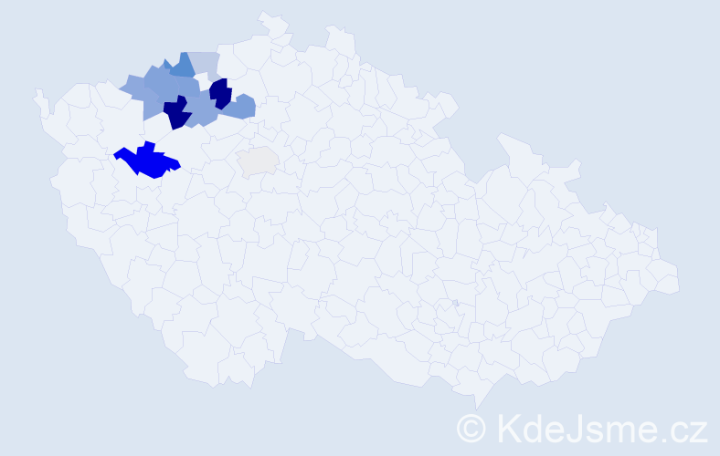 Příjmení: 'Kudrač', počet výskytů 19 v celé ČR