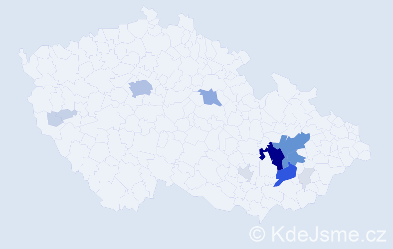Příjmení: 'Dostálíková', počet výskytů 68 v celé ČR