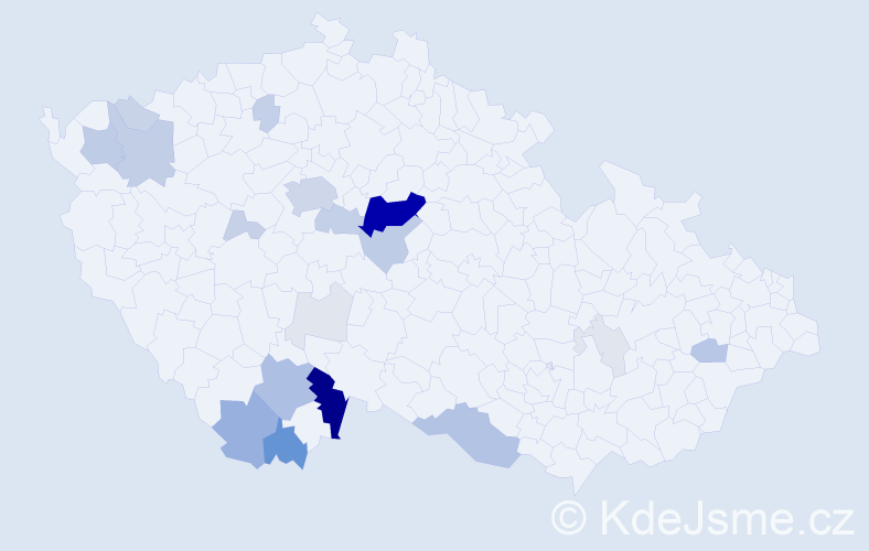 Příjmení: 'Čábela', počet výskytů 89 v celé ČR