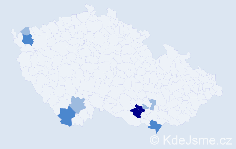 Příjmení: 'Čudan', počet výskytů 17 v celé ČR