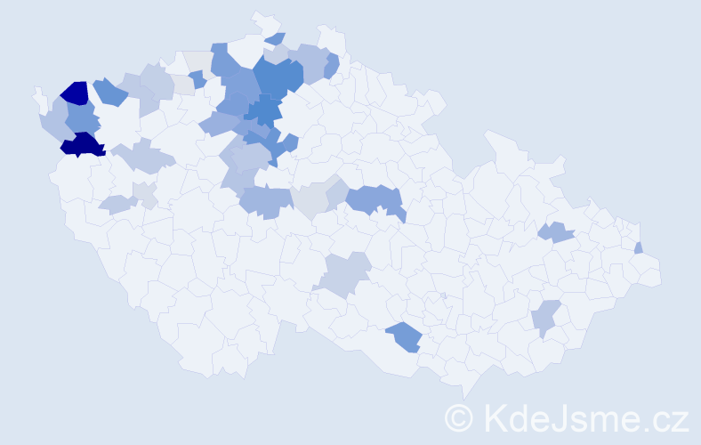 Příjmení: 'Titěra', počet výskytů 199 v celé ČR