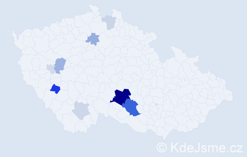 Příjmení: 'Kracl', počet výskytů 21 v celé ČR
