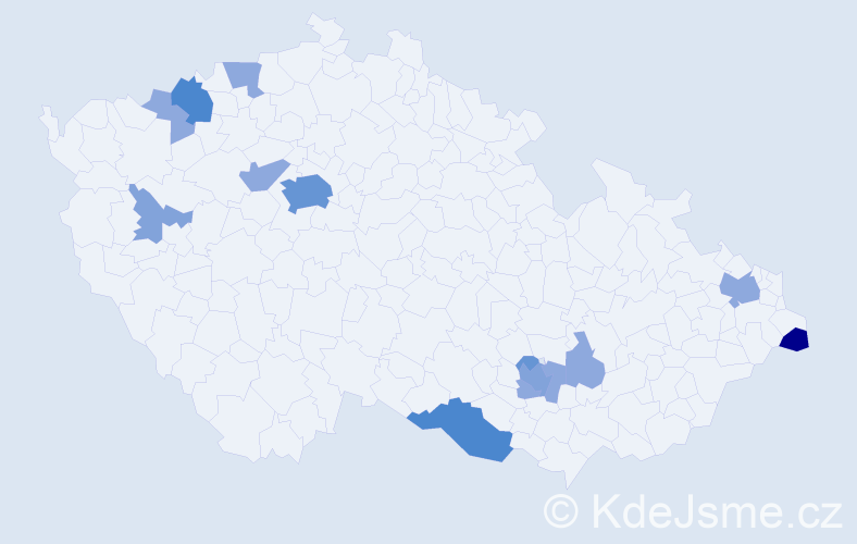 Příjmení: 'Verčimáková', počet výskytů 32 v celé ČR