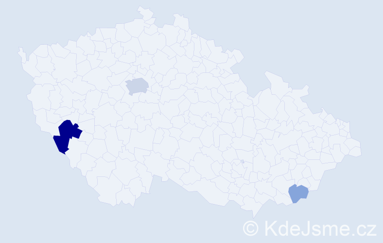 Příjmení: 'Kubíni', počet výskytů 9 v celé ČR