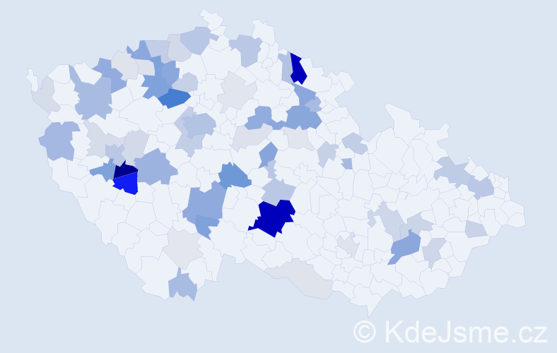 Příjmení: 'Bruna', počet výskytů 193 v celé ČR