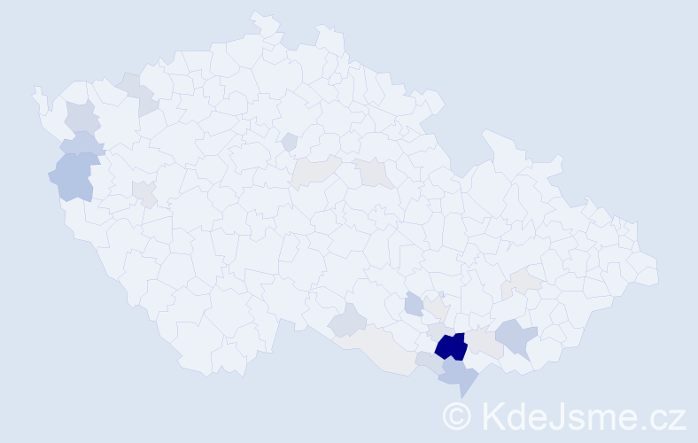 Příjmení: 'Hicl', počet výskytů 74 v celé ČR
