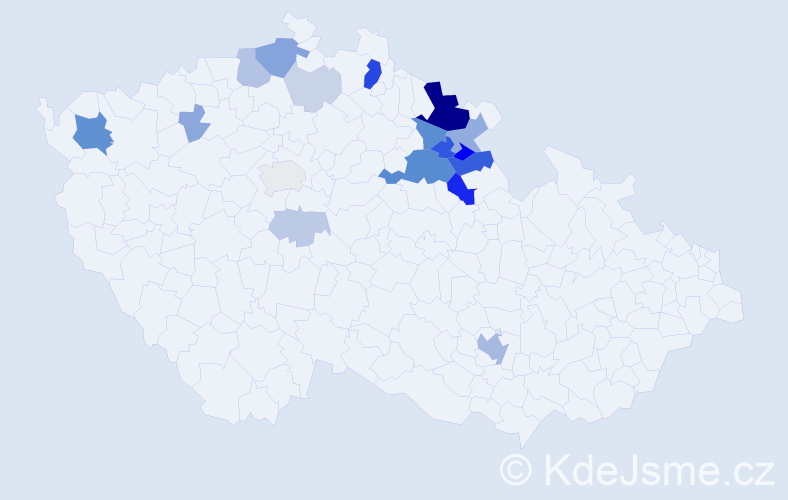 Příjmení: 'Podolník', počet výskytů 59 v celé ČR