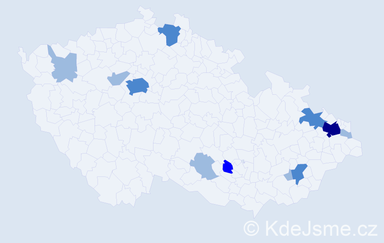 Příjmení: 'Vozáriková', počet výskytů 21 v celé ČR