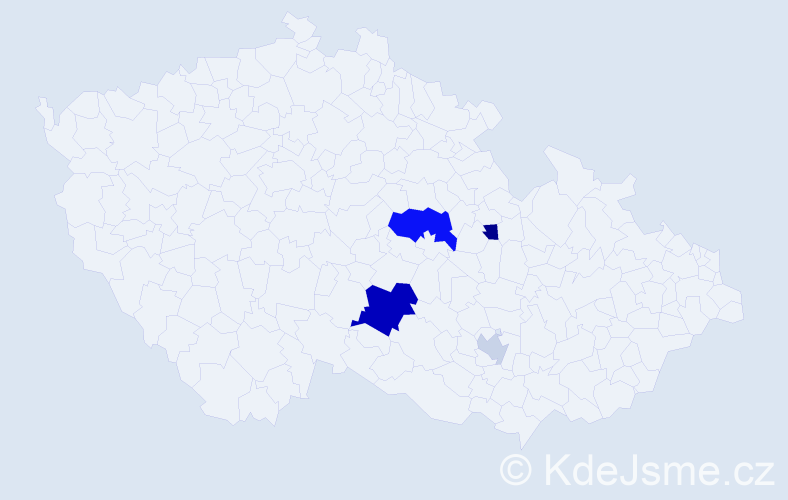 Příjmení: 'Bajcsy', počet výskytů 9 v celé ČR