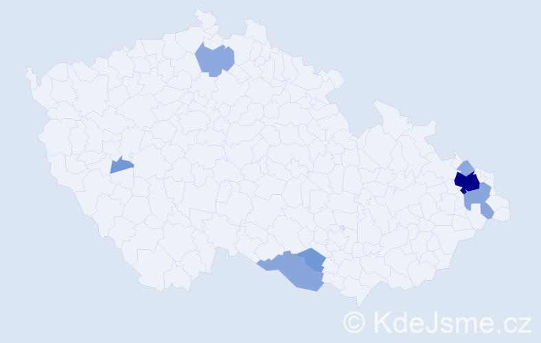 Příjmení: 'Leňko', počet výskytů 23 v celé ČR