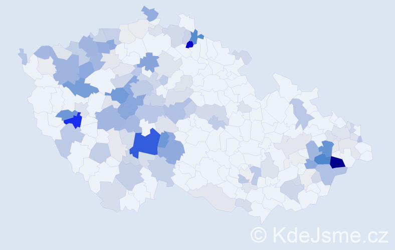 Příjmení: 'Drda', počet výskytů 525 v celé ČR