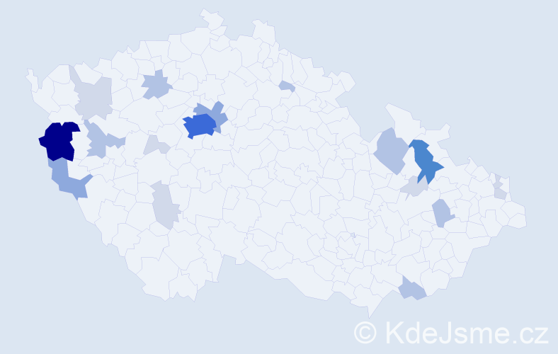 Příjmení: 'Kopča', počet výskytů 57 v celé ČR