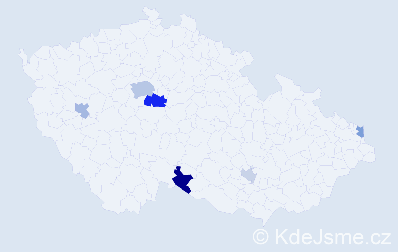 Příjmení: 'Smuk', počet výskytů 10 v celé ČR