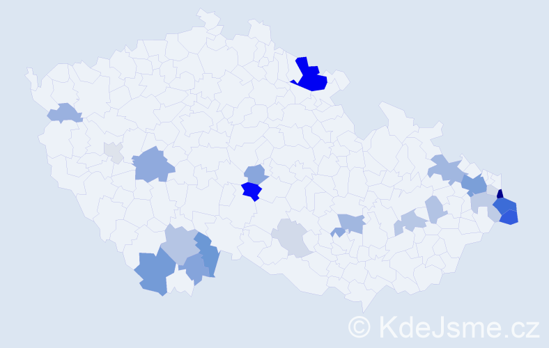 Příjmení: 'Čudková', počet výskytů 72 v celé ČR