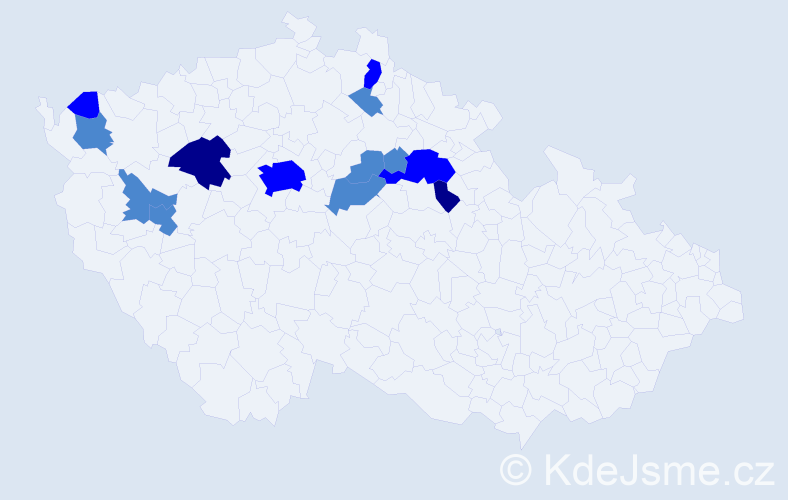 Příjmení: 'Pluhovská', počet výskytů 21 v celé ČR