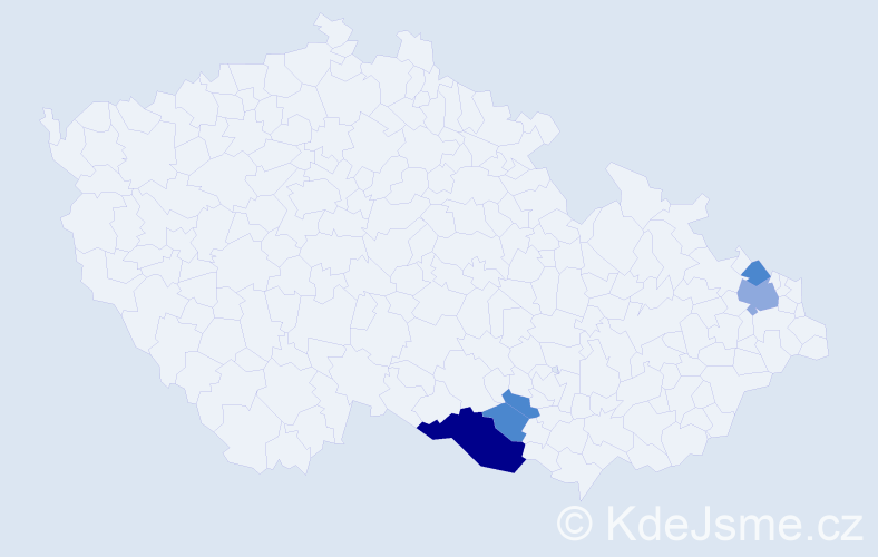 Příjmení: 'Feriková', počet výskytů 12 v celé ČR