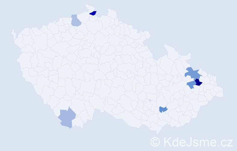 Příjmení: 'Dulanský', počet výskytů 16 v celé ČR