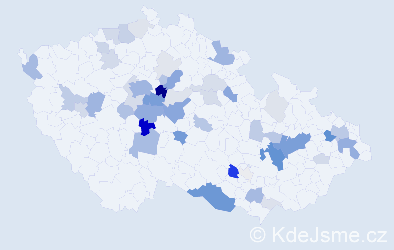 Příjmení: 'Dlabal', počet výskytů 179 v celé ČR