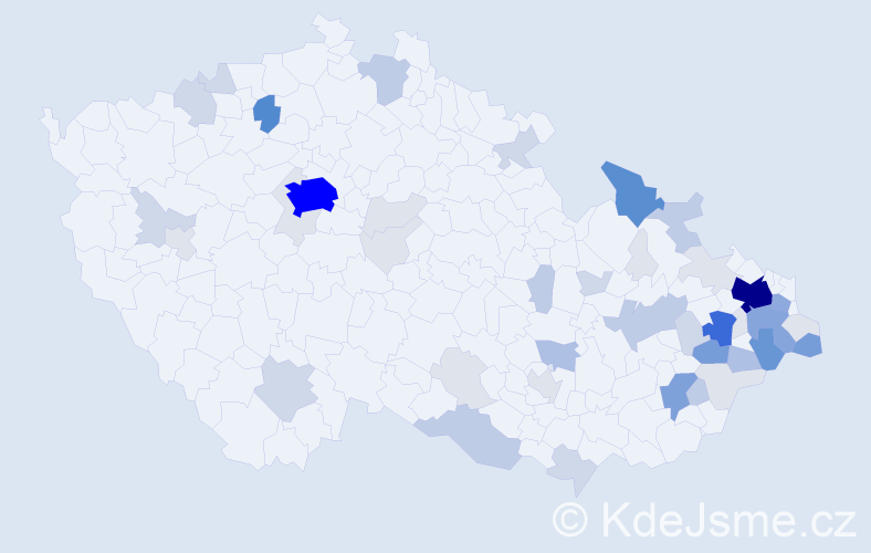 Příjmení: 'Závada', počet výskytů 201 v celé ČR