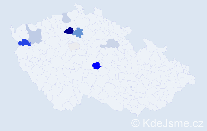 Příjmení: 'Čmedlová', počet výskytů 14 v celé ČR