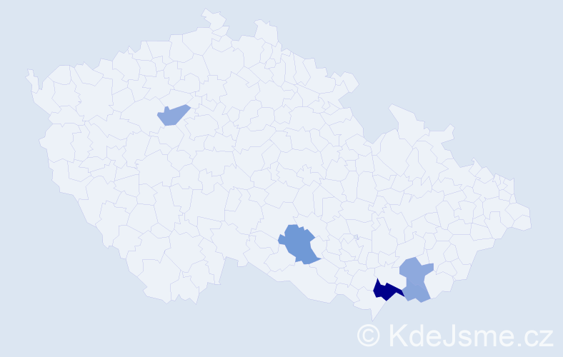 Příjmení: 'Pukanec', počet výskytů 16 v celé ČR