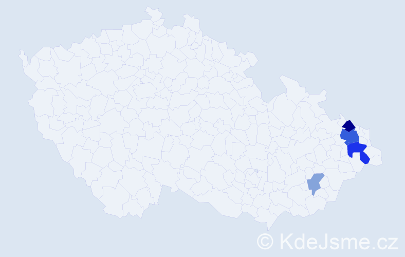 Příjmení: 'Kšonžková', počet výskytů 12 v celé ČR