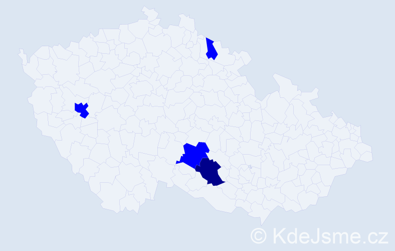 Příjmení: 'Mykhats', počet výskytů 5 v celé ČR