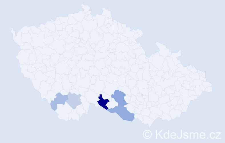 Příjmení: 'Krpounová', počet výskytů 13 v celé ČR