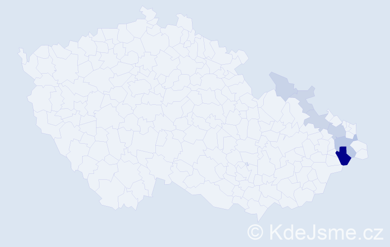 Příjmení: 'Česlarová', počet výskytů 20 v celé ČR