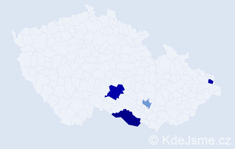 Příjmení: 'Kelecsényiová', počet výskytů 4 v celé ČR