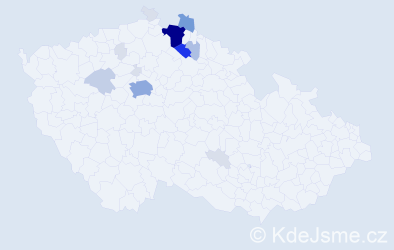 Příjmení: 'Kněbort', počet výskytů 60 v celé ČR