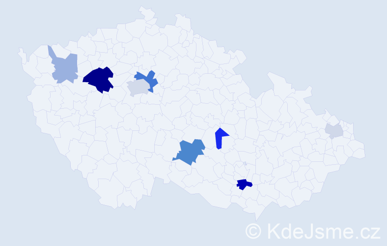 Příjmení: 'Kosztolányi', počet výskytů 18 v celé ČR