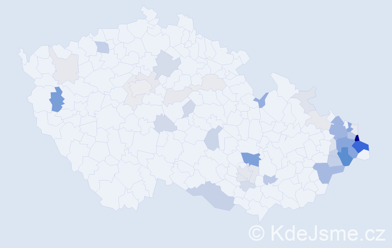 Příjmení: 'Bojda', počet výskytů 147 v celé ČR