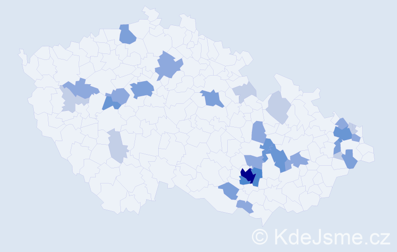 Příjmení: 'Šmid', počet výskytů 75 v celé ČR