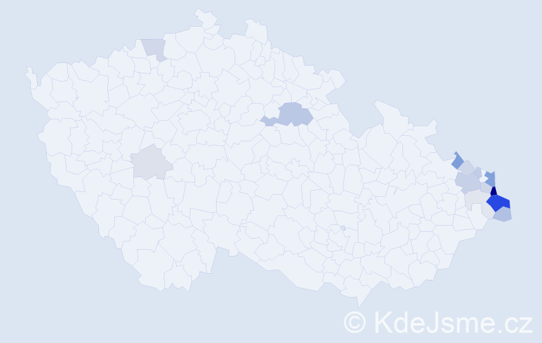 Příjmení: 'Kuczerová', počet výskytů 48 v celé ČR