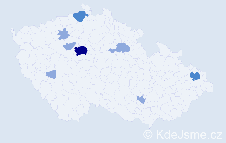 Příjmení: 'Kucera', počet výskytů 14 v celé ČR