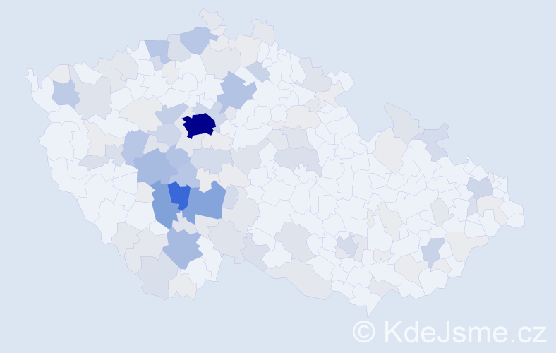 Příjmení: 'Kofroň', počet výskytů 455 v celé ČR