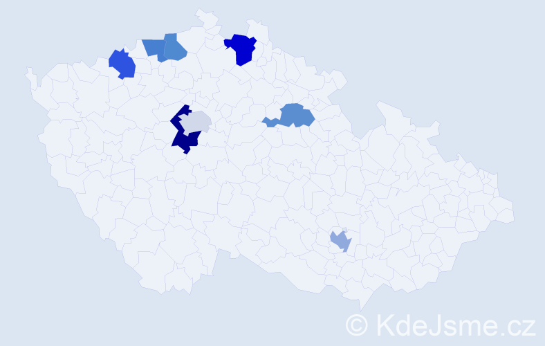 Příjmení: 'Votická', počet výskytů 10 v celé ČR