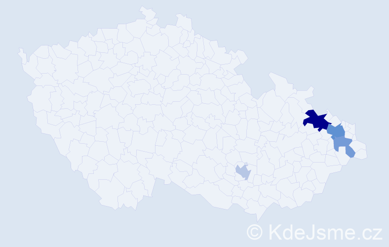 Příjmení: 'Bešlová', počet výskytů 8 v celé ČR