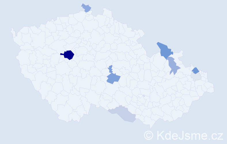 Příjmení: 'Bíllá', počet výskytů 18 v celé ČR