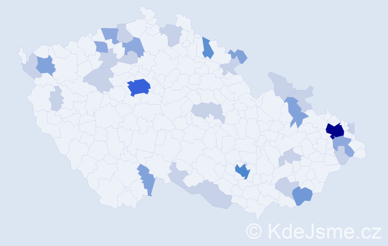 Příjmení: 'Šusteková', počet výskytů 71 v celé ČR