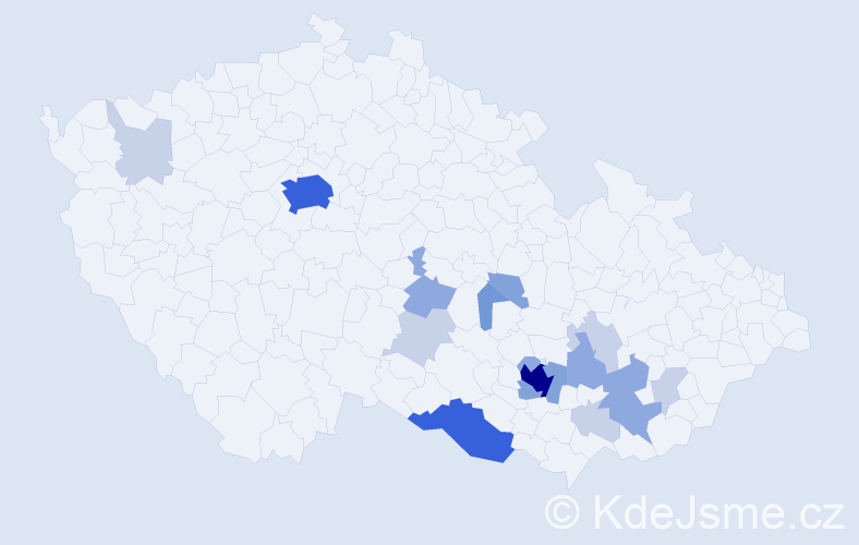 Příjmení: 'Peňásová', počet výskytů 51 v celé ČR