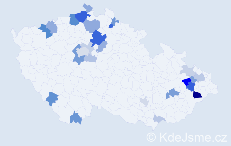 Příjmení: 'Kopčanová', počet výskytů 65 v celé ČR